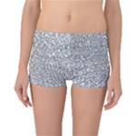 Silver Glitter Texture, Light Creative Background Boyleg Bikini Bottoms