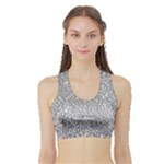 Silver Glitter Texture, Light Creative Background Sports Bra with Border