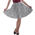 Silver Glitter Texture, Light Creative Background A-line Skater Skirt