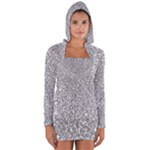 Silver Glitter Texture, Light Creative Background Long Sleeve Hooded T-shirt