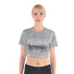 Silver Glitter Texture, Light Creative Background Cotton Crop Top from ArtsNow.com