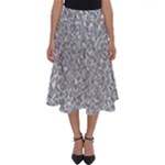 Silver Glitter Texture, Light Creative Background Perfect Length Midi Skirt