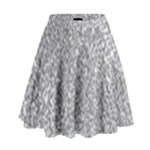 Silver Glitter Texture, Light Creative Background High Waist Skirt