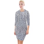 Silver Glitter Texture, Light Creative Background Quarter Sleeve Hood Bodycon Dress