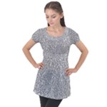 Silver Glitter Texture, Light Creative Background Puff Sleeve Tunic Top