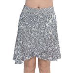 Silver Glitter Texture, Light Creative Background Chiffon Wrap Front Skirt