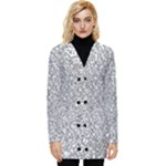 Silver Glitter Texture, Light Creative Background Button Up Hooded Coat 