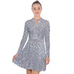 Silver Glitter Texture, Light Creative Background Long Sleeve Panel Dress