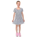 Silver Glitter Texture, Light Creative Background Kids  Short Sleeve Velvet Dress