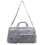 Silver Glitter Texture, Light Creative Background Sports Gym Duffle Bag with Shoe Compartment