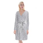 Silver Glitter Texture, Light Creative Background Long Sleeve Velvet Front Wrap Dress