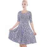 Silver Glitter Texture, Light Creative Background Quarter Sleeve A-Line Dress With Pockets