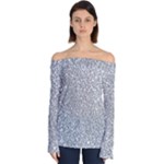 Silver Glitter Texture, Light Creative Background Off Shoulder Long Sleeve Top