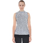 Silver Glitter Texture, Light Creative Background Mock Neck Shell Top