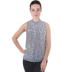 Mock Neck Chiffon Sleeveless Top 