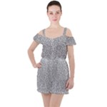 Silver Glitter Texture, Light Creative Background Ruffle Cut Out Chiffon Playsuit