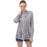 Silver Glitter Texture, Light Creative Background Long Sleeve Satin Shirt