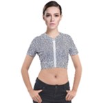 Silver Glitter Texture, Light Creative Background Short Sleeve Cropped Jacket