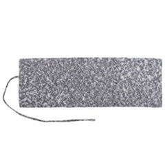 Silver Glitter Texture, Light Creative Background Roll Up Canvas Pencil Holder (M) from ArtsNow.com