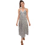 Silver Glitter Texture, Light Creative Background Halter Tie Back Dress 