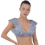 Silver Glitter Texture, Light Creative Background Plunge Frill Sleeve Bikini Top