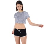 Silver Glitter Texture, Light Creative Background Tie Back Short Sleeve Crop T-Shirt