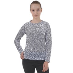 Silver Glitter Texture, Light Creative Background Women s Long Sleeve Raglan T