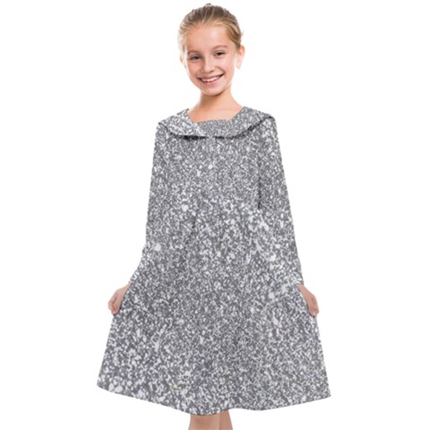 Silver Glitter Texture, Light Creative Background Kids  Midi Sailor Dress from ArtsNow.com