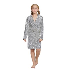 Silver Glitter Texture, Light Creative Background Kids  Long Sleeve Velvet Lounge Robe from ArtsNow.com