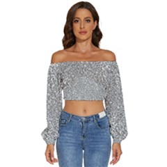 Long Sleeve Crinkled Weave Crop Top 