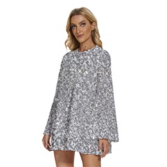 Round Neck Long Sleeve Bohemian Style Chiffon Mini Dress 