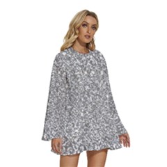 Round Neck Long Sleeve Bohemian Style Chiffon Mini Dress 