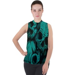 Mock Neck Chiffon Sleeveless Top 