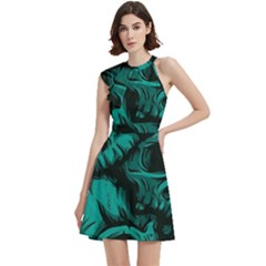 Cocktail Party Halter Sleeveless Dress With Pockets 