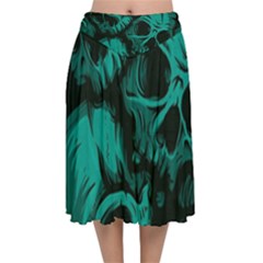 Velvet Flared Midi Skirt 