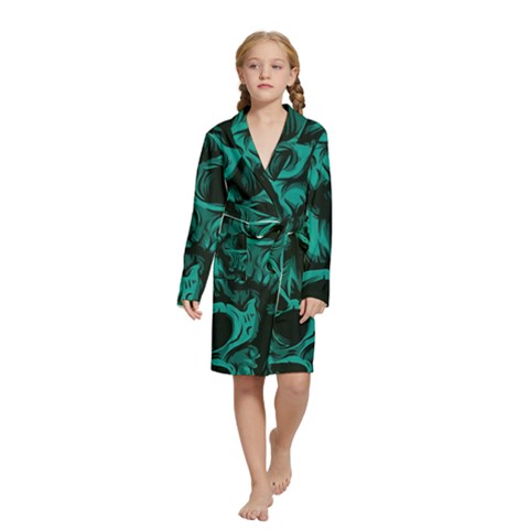 Skulls Kids  Long Sleeve Velvet Lounge Robe from ArtsNow.com