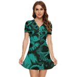 Skulls V-Neck High Waist Chiffon Mini Dress