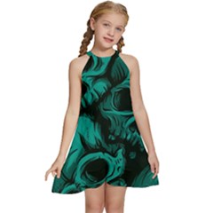 Kids  Halter Collar Waist Tie Chiffon Dress 