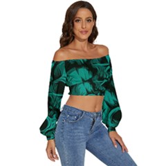 Long Sleeve Crinkled Weave Crop Top 