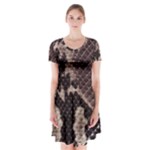 Snake Skin, Reptile Skin, Snake Skin Textures, Brown Snake Short Sleeve V-neck Flare Dress