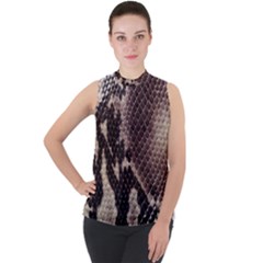 Mock Neck Chiffon Sleeveless Top 