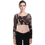 Snake Skin, Reptile Skin, Snake Skin Textures, Brown Snake Velvet Long Sleeve Crop Top