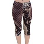 Snake Skin, Reptile Skin, Snake Skin Textures, Brown Snake Velvet Capri Leggings 