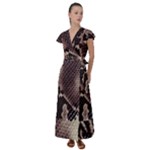 Snake Skin, Reptile Skin, Snake Skin Textures, Brown Snake Flutter Sleeve Maxi Dress