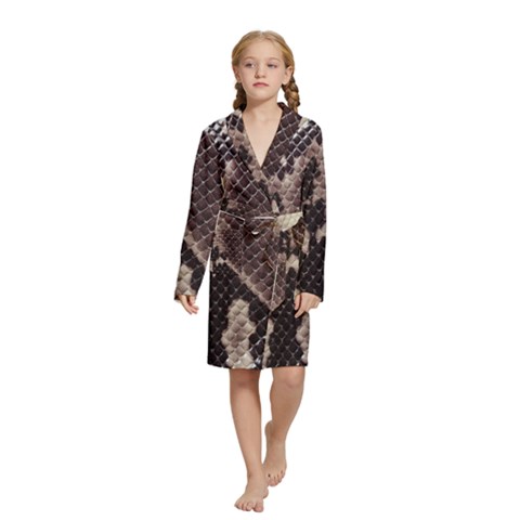 Snake Skin, Reptile Skin, Snake Skin Textures, Brown Snake Kids  Long Sleeve Velvet Lounge Robe from ArtsNow.com