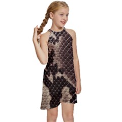 Kids  Halter Collar Waist Tie Chiffon Dress 