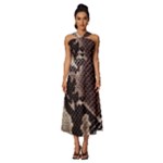 Snake Skin, Reptile Skin, Snake Skin Textures, Brown Snake Sleeveless Cross Front Cocktail Midi Chiffon Dress