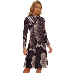 Long Sleeve Shirt Collar A-Line Dress 