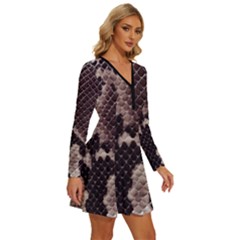 Long Sleeve Deep V Mini Dress  