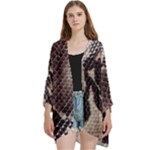 Snake Skin, Reptile Skin, Snake Skin Textures, Brown Snake Open Front 3/4 Sleeve Batwing Chiffon Cardigan Kimono